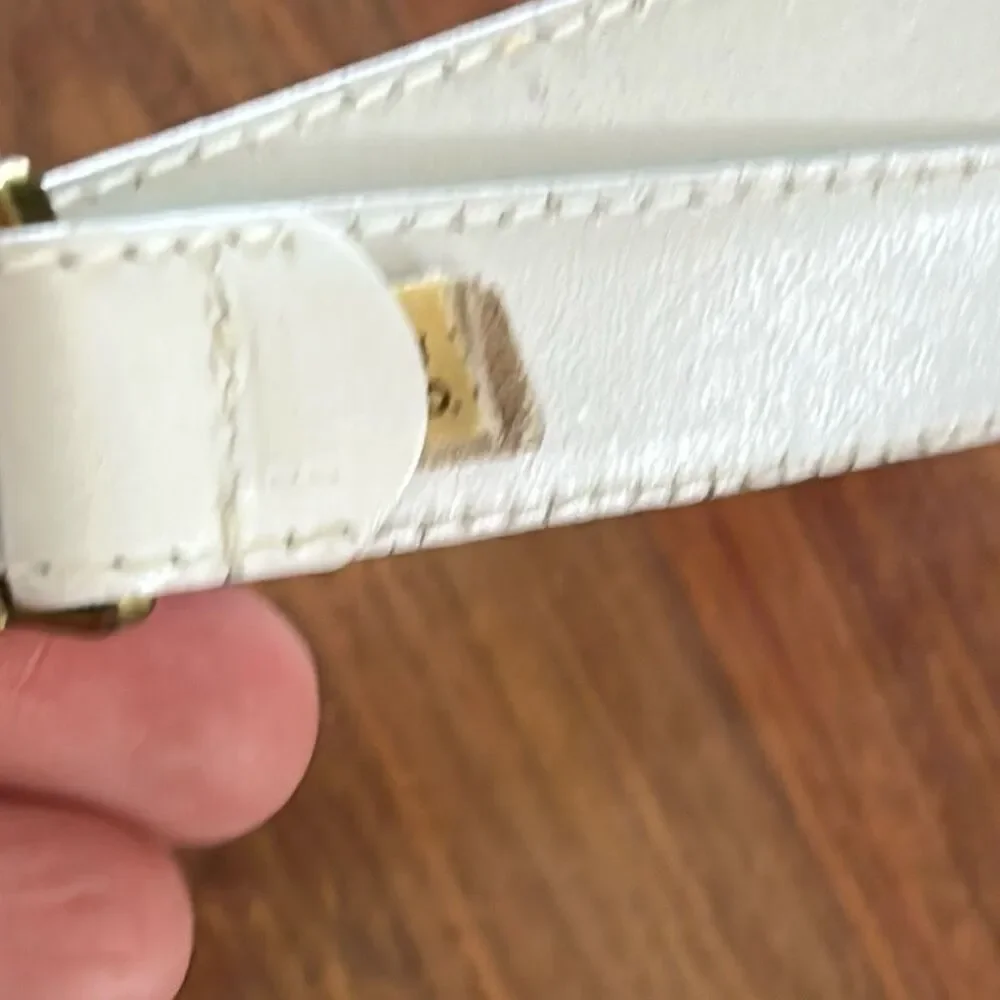 Vintage 80's Christian Dior white thin leather belt gold buckle size M
